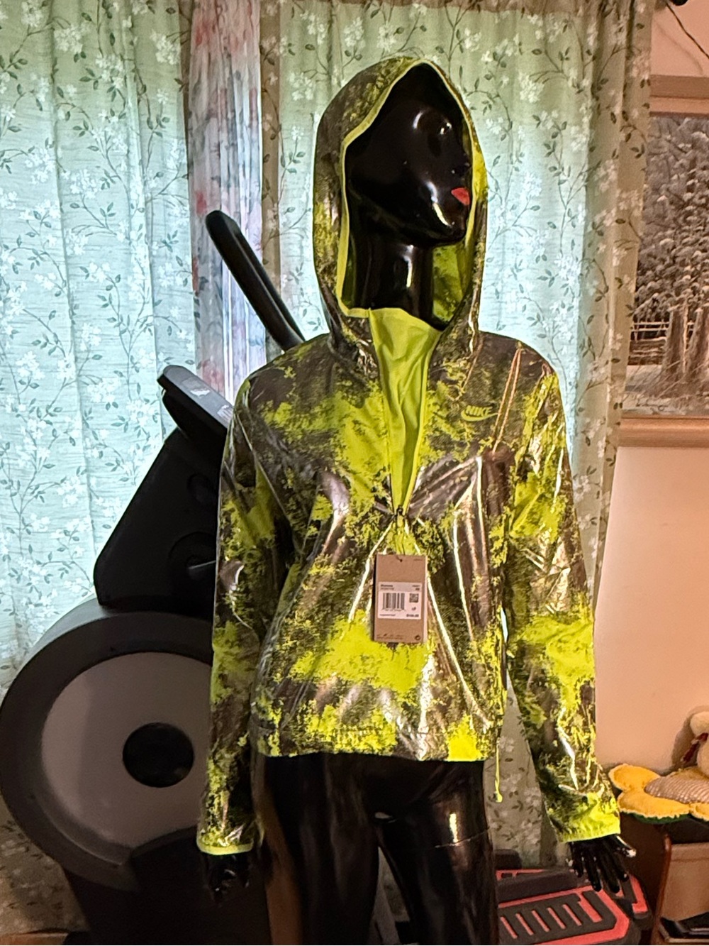 Nike Neon Yellow Reflective Hooded Rain Jacket for Kids